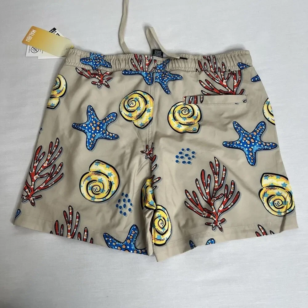 Malibu Mens Swimwear Shorts Size M Swim Trunks Drawstring Pockets Mesh Lined